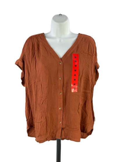 Orvis Women's Brown Short Sleeve Button Up Shirt - M