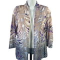 Chico's Women's Multicolor Sheer Open Front Elbow Sleeve Cardigan - 2/US 12