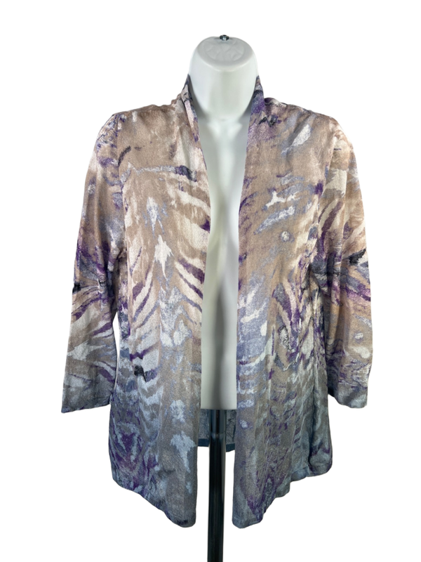 Chico's Women's Multicolor Sheer Open Front Elbow Sleeve Cardigan - 2/US 12