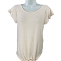 Madewell Women's Ivory/White Short Ruffle Sleeve Tie Front Blouse - XXS