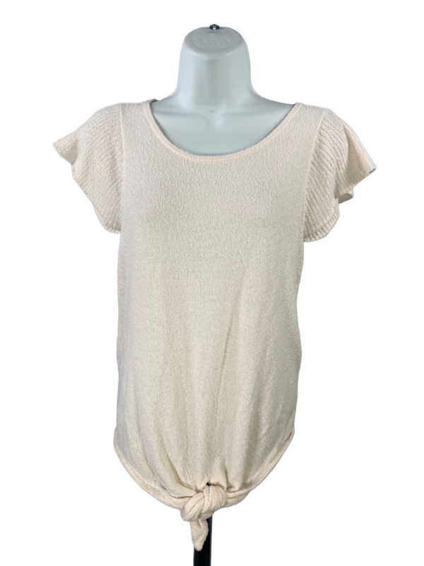 Madewell Women's Ivory/White Short Ruffle Sleeve Tie Front Blouse - XXS