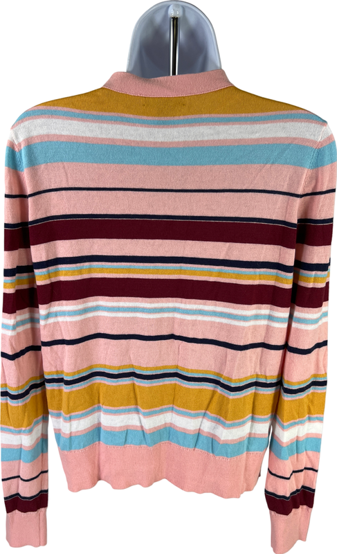 Halogen Women’s Pink Striped Thin Knit Long Sleeve Cardigan Sweater - S image 2