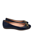 Kate Spade Women's Blue Leather Phoebe Gold Accent Ballet Flats - 7