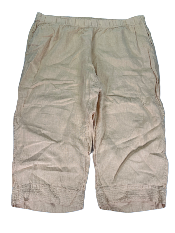 J Jill PureJill Women's Yellow Linen Pull On Capri Pants - 3X Plus