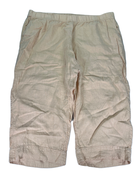 J Jill PureJill Women's Yellow Linen Pull On Capri Pants - 3X Plus