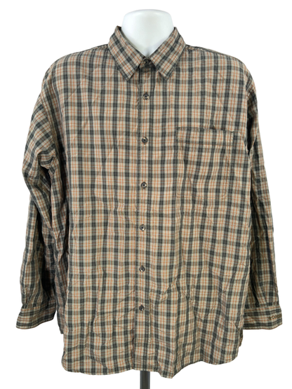 Columbia Men's Green/Orange Plaid XCO Long Sleeve Button Up Shirt - XL