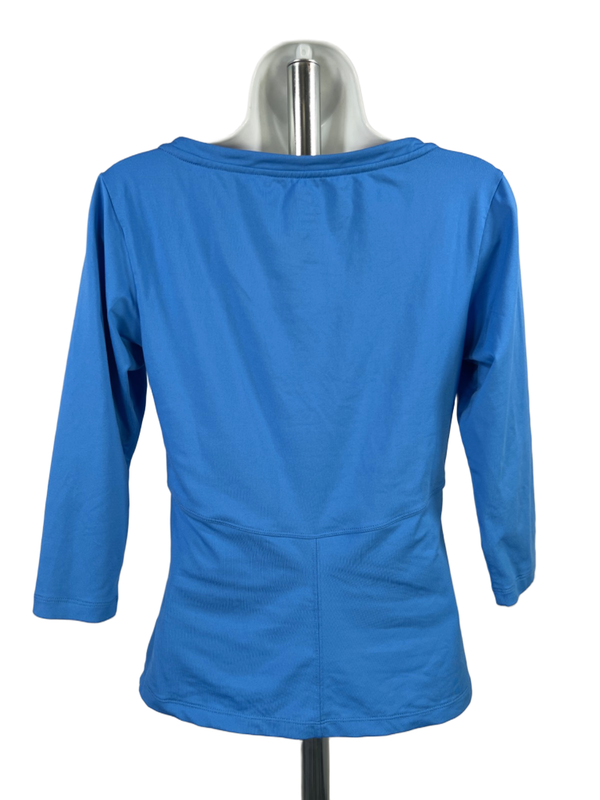 Nike Women's Blue 3/4 Sleeve Fitted Athletic Shirt - M image 2