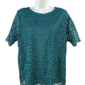 Philosophy Women's Blue Short Sleeve Crochet Shirt - M