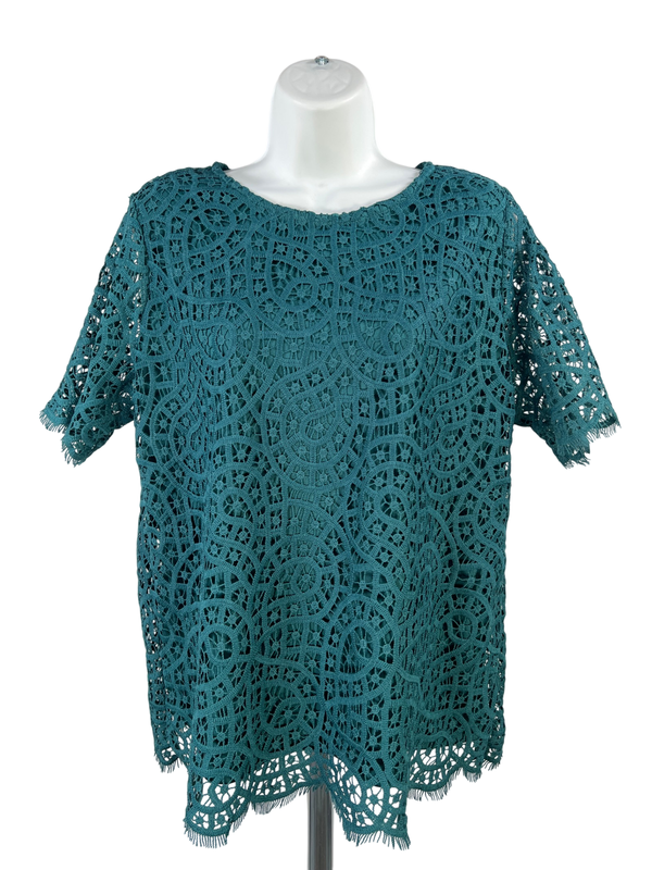 Philosophy Women's Blue Short Sleeve Crochet Shirt - M
