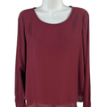 White House Black Market Burgundy Back Keyhole Long Sleeve Blouse - 4