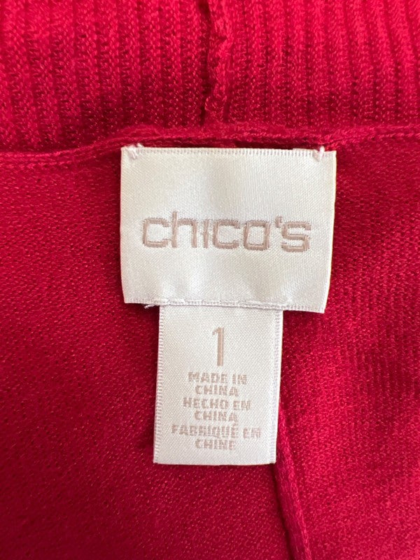 Chico's Women's Red Short Sleeve Open Front Cardigan Sweater - 1/US M image 3
