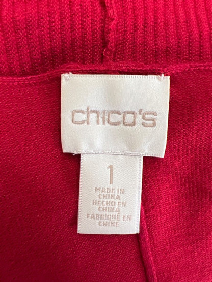 Chico's Women's Red Short Sleeve Open Front Cardigan Sweater - 1/US M image 3