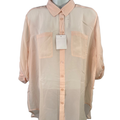 Victoria's Secret Women's Pink Sheer Long Roll Sleeve Button Up Shirt - S