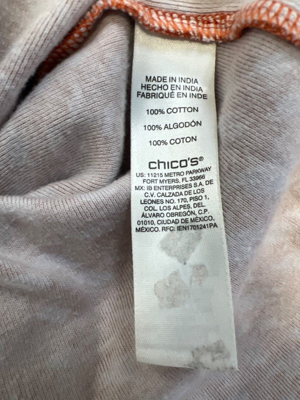 Chico's Women's Orange/White V Neck 3/4 Sleeve Shirt - 3/US XL image 4