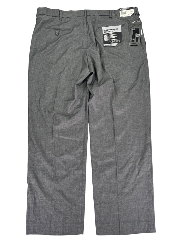Savane Men's Gray Flat Front Straight Leg Performance Dress Pants - 40x30 image 2