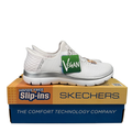 Skechers Women's White Metallic Diamond Dream Summits Slip On Sneakers - 8.5