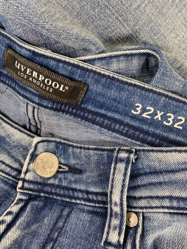 Liverpool Men's Light Wash Relaxed Straight Fit Denim Jeans - 32x32 image 3