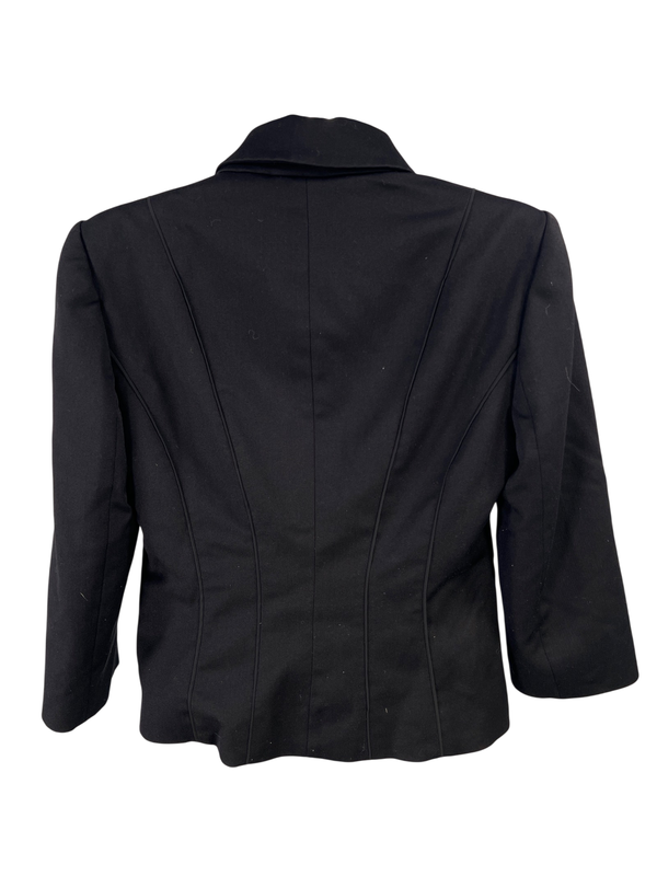 White House Black Market Women's Black 1/2 Sleeve One Button Blazer Jacket - 4 image 2