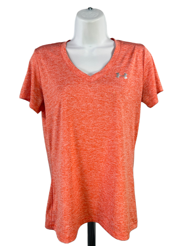 Under Armour Women's Orange Heatgear Loose V Neck Short Sleeve Shirt - S