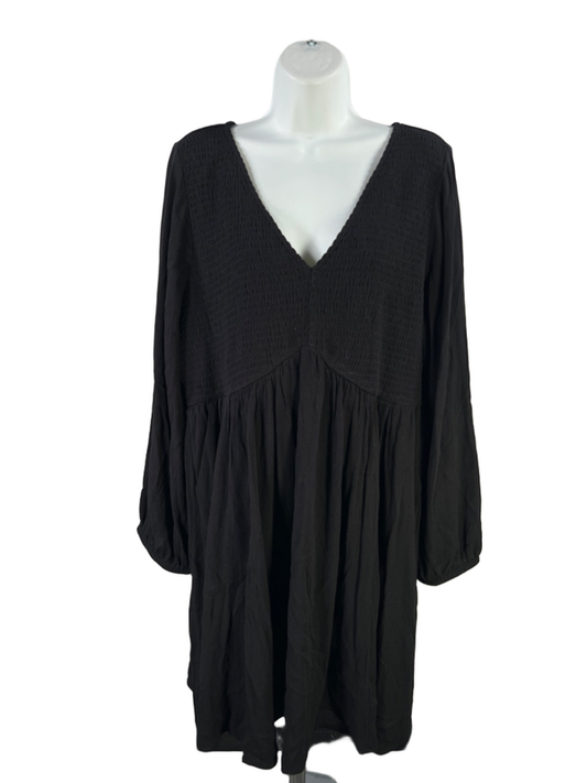 Torrid Women's Black Babydoll Smocked Bodice Long Sleeve Mini Dress - 2 Plus