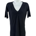 Banana Republic Women's Black Short Sleeve Silk Cotton Cashmere V-Neck Shirt - M