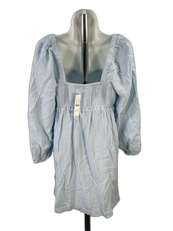 J.Crew Women's Blue Squareneck Soft Gauze 3/4 Sleeve A-Line Dress - XS image 2