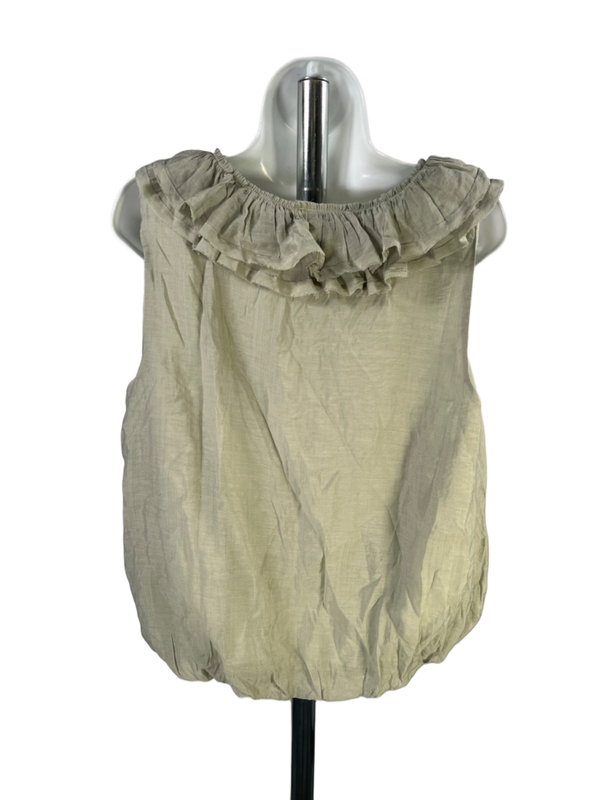 CeCe Women's Green Ruffle Neckline Sleeveless Hi-Low Blouse - L image 2