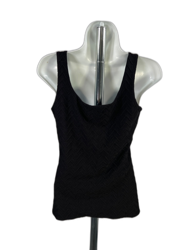 White House Black Market Women's Black Textured Front Sleeveless Tank Top - S image 2