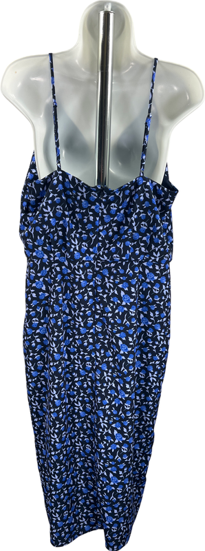 NEW Chelsea 28 Women’s Blue Floral Rosebud Faux Wrap Sleeveless Dress - L image 2