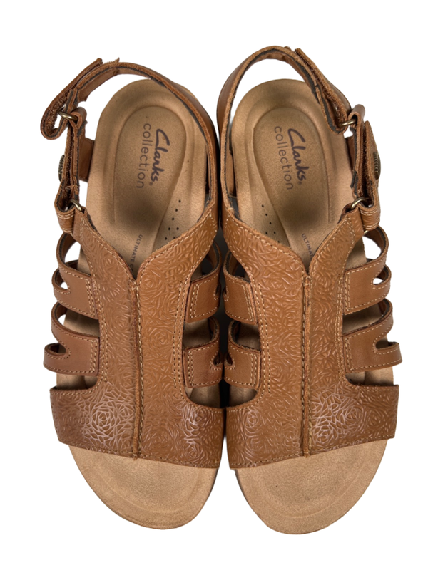 Clarks Collection Women's Brown Leather April Belle Slingback Sandals - 8.5 image 3