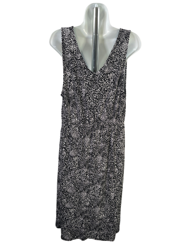 Lane Bryant Women's Black/White V Neck Tie Waist Sleeveless Midi Dress - 14/16 image 2