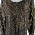 Chico’s Women’s Black & Gold Foil Lace Top - 1/US 8