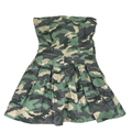 Forever 21 Women's Green Camoflauge Side Zip Strapless Pleated Mini Dress - S
