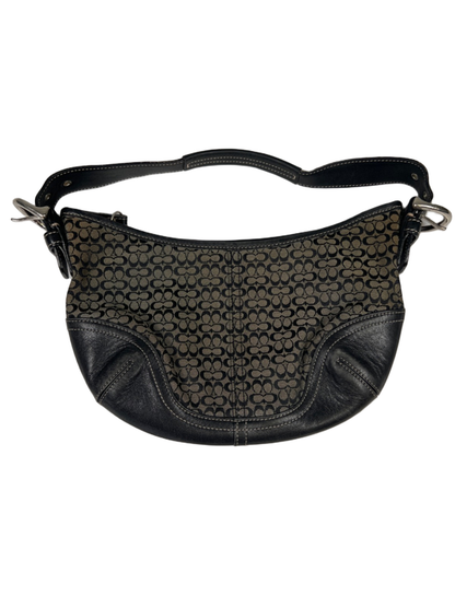 Coach Women's Black/Tan Leather Canvas Jacquard Mini Soho Hobo Shoulder Purse image 2