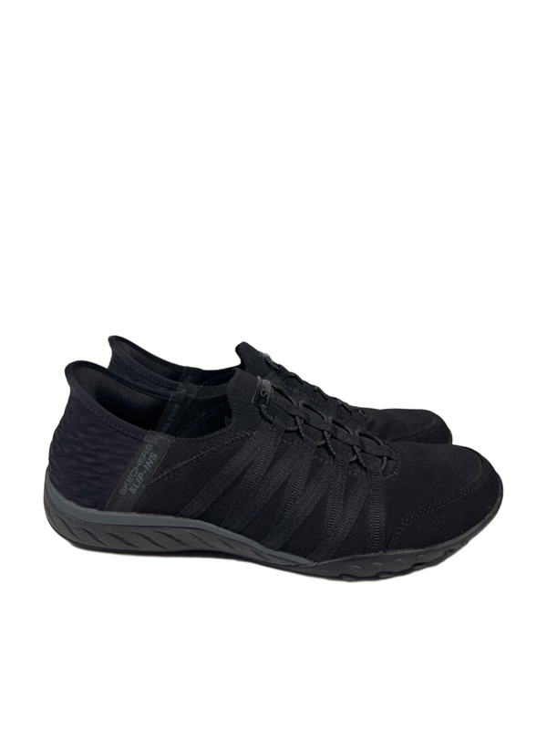 Skechers Women's Black Breathe Easy Roll With Me Slip On Sneakers - 8.5