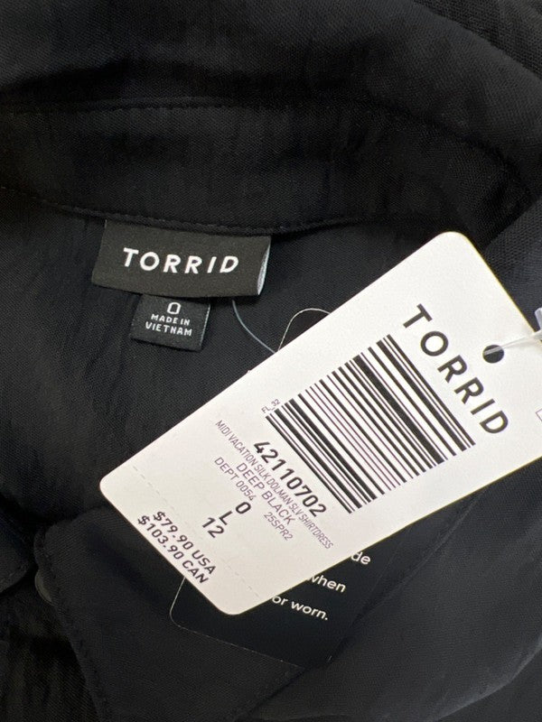 Torrid Women's Black Gauze Button Up Sleeveless Midi Dress - 0 Plus image 3