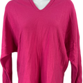 AAeda Women’s Pink Long Sleeve V-Neck Hooded Knit Shirt - S