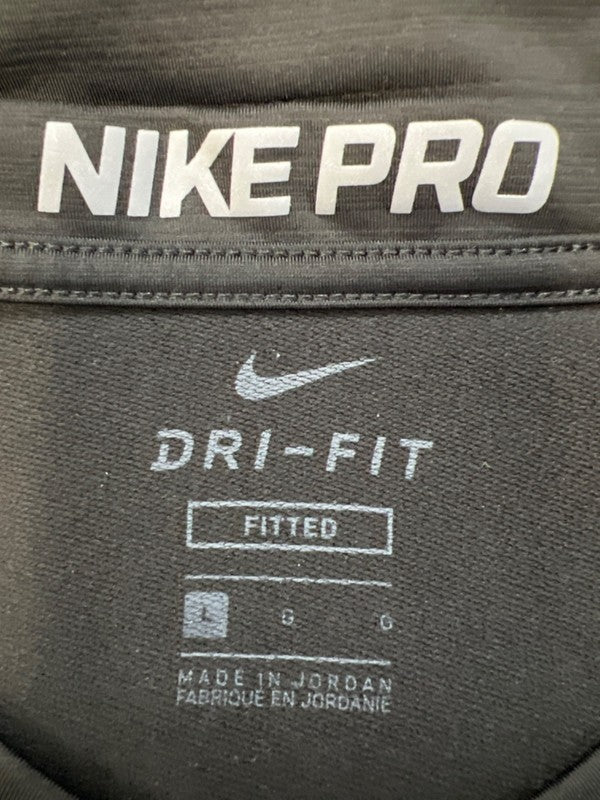Nike Men's Black Pro Dri-Fit Fitted Warm Logo Long Sleeve Shirt - L image 3