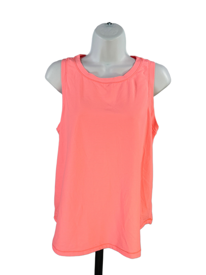 Calia Women's Bright Pink Horizontal Ribbed Sleeveless Athletic Tank Top - L