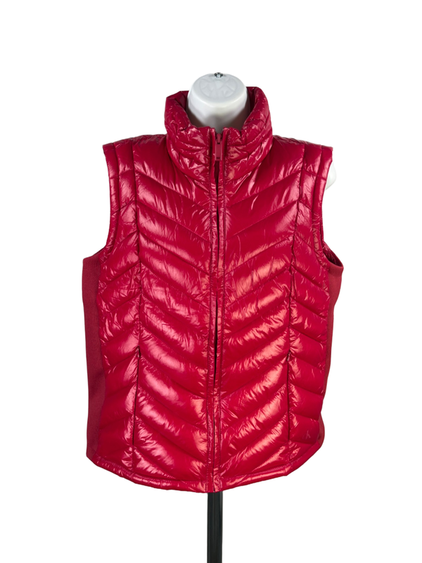 Calvin Klein Women's Red Sleeveless Full Zip Puffer Vest - M