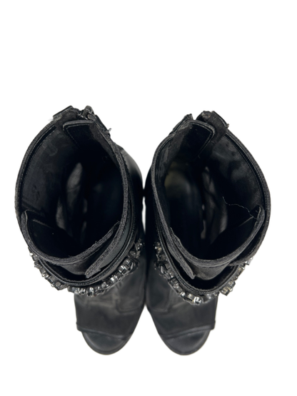 Karl Lagerfeld Women's Black Paris Blayze Peep Toe Mesh Bootie High Heels - 6.5 image 3