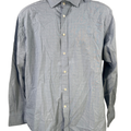 Johnston & Murphy Men's Blue Tailored Fit Long Sleeve Button Up Shirt - L