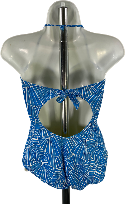 Vineyard Vines Women’s Blue Abstract Leaf Open Back One Piece Swimsuit - M image 2