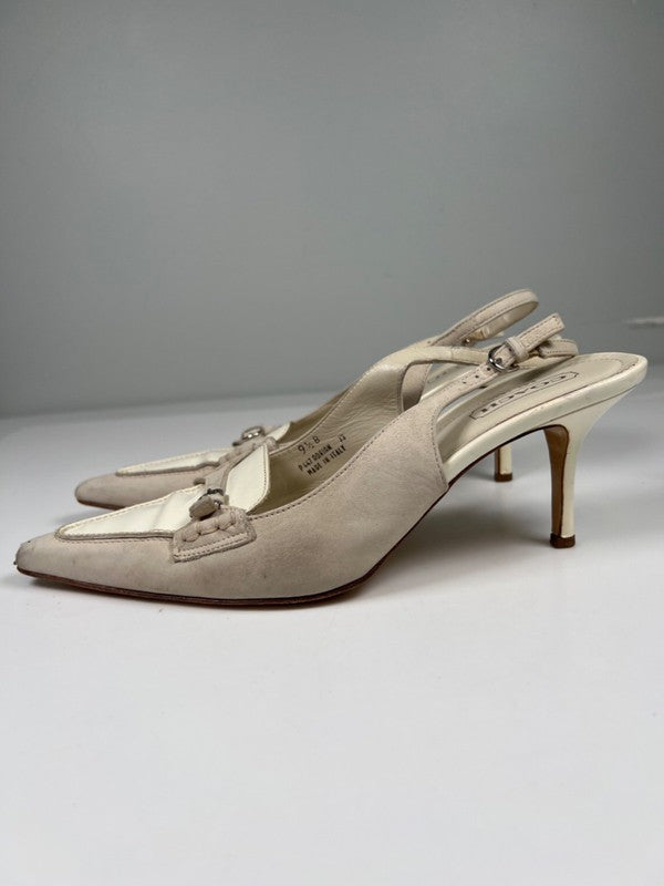 Coach Women's White/Gray Adrian Pointed Toe Slingback Heels - 9.5B image 5