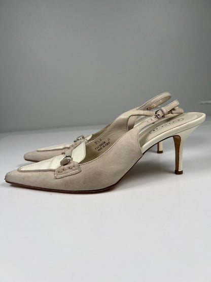 Coach Women's White/Gray Adrian Pointed Toe Slingback Heels - 9.5B image 5