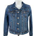 Loft Women's Medium Wash Long Sleeve Button Up Denim Jacket - XS