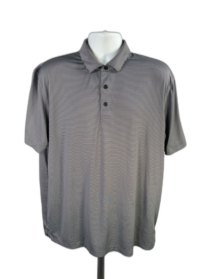 Callaway Men's Gray/Black Striped Short Sleeve Athletic Golf Polo - L