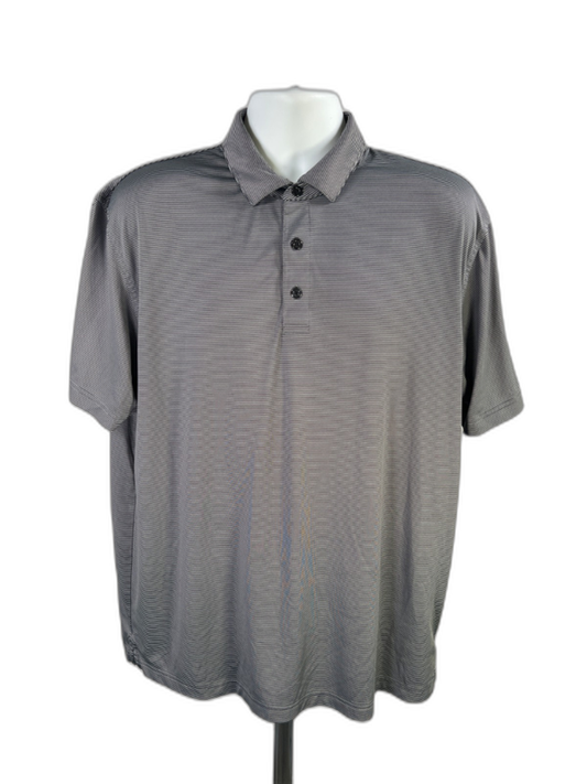 Callaway Men's Gray/Black Striped Short Sleeve Athletic Golf Polo - L