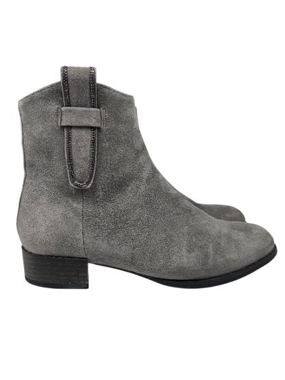 Vaneli Women's Gray Suede Side Zip Ankle Boots - 5
