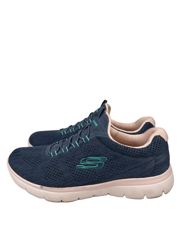 Skechers Women's Blue Summits Fun Flair Mesh Bungee Lace Slip On Shoes - 8 Wide image 5